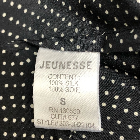 Jeunesse Francoise Poet Blouse Top Women's Silk Black Polka Dot - Picture 8 of 15